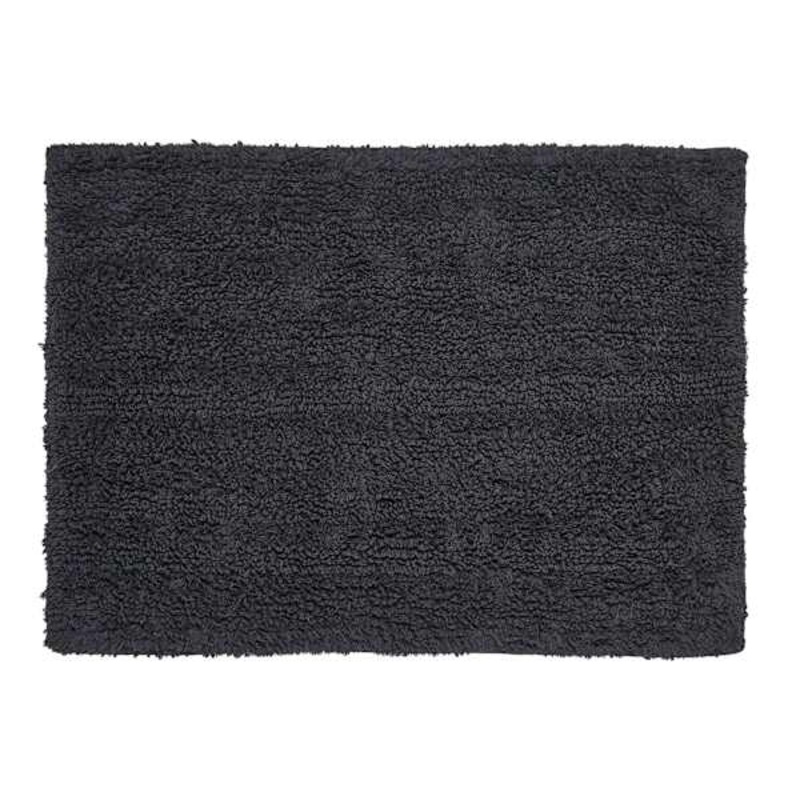 Dark Grey Cotton Reversible Bath Rug, 17×24