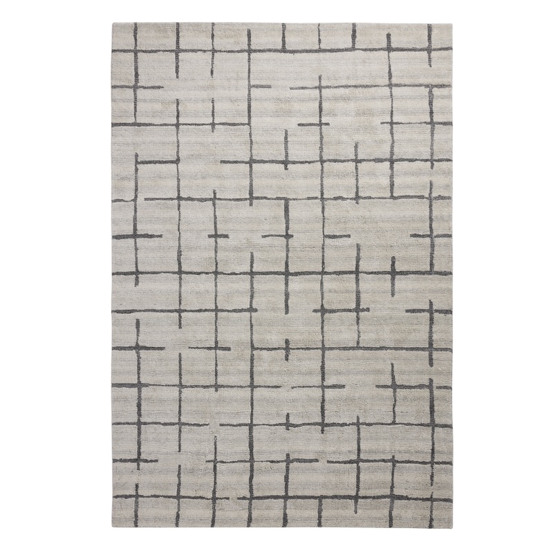 Elm Ivory and Dark Charcoal Modern Linear Recycled Area Rug
