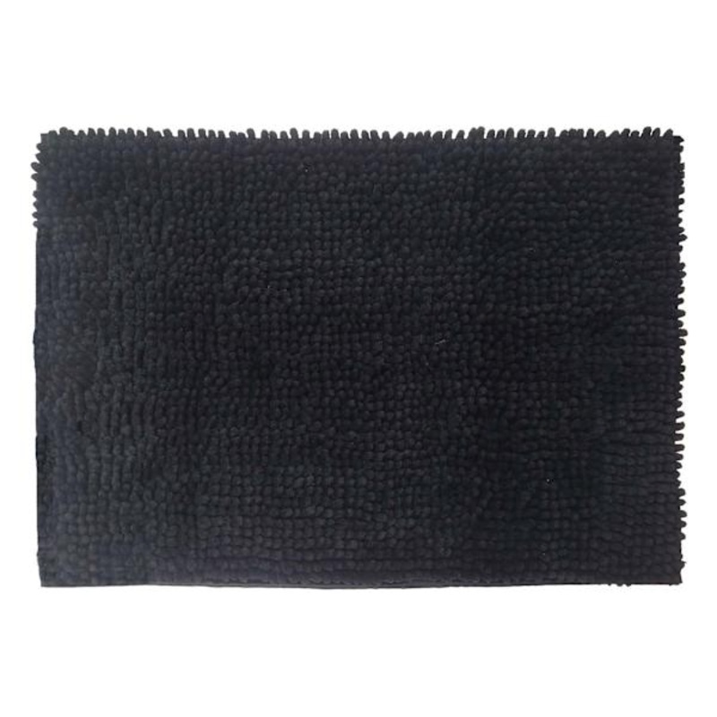 Essential Noodle Black Bath Rug, 17×24