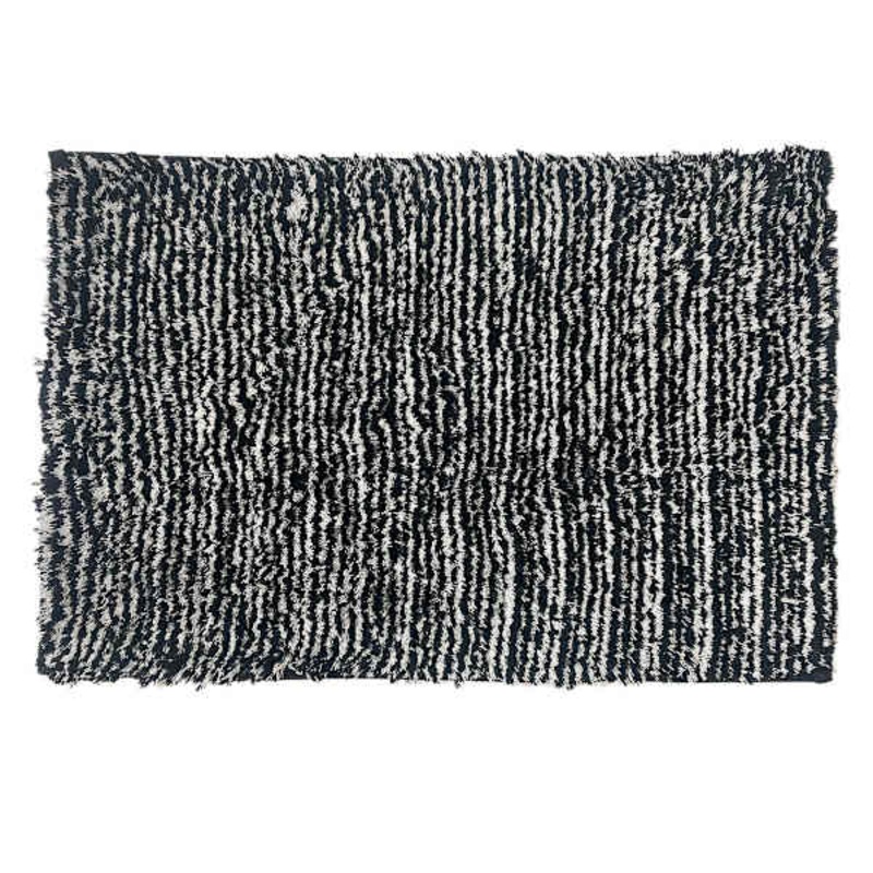 Essential Striped Black Bath Rug, 17×24