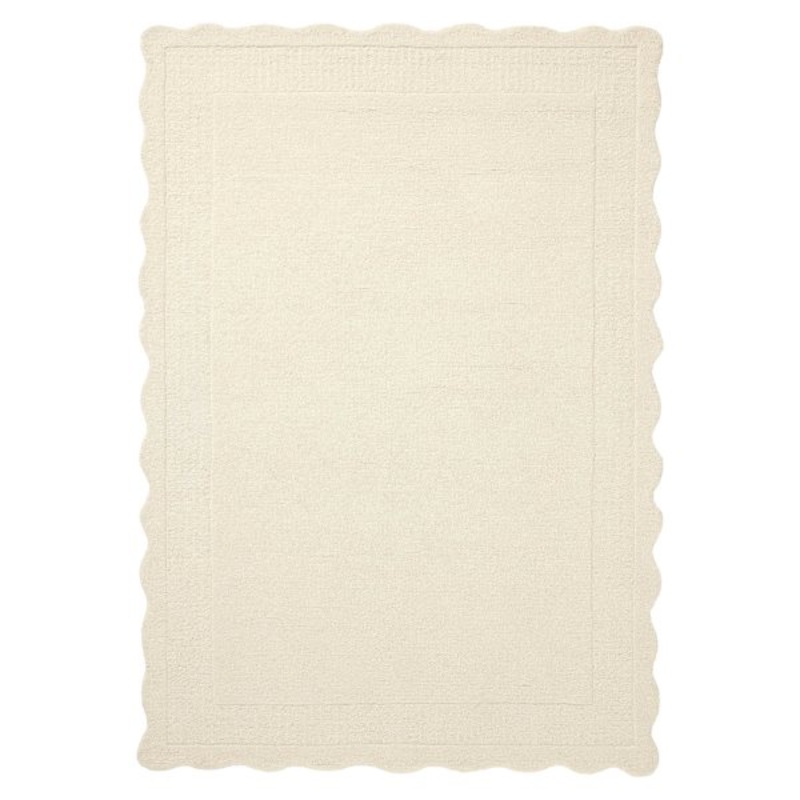 Lainey Ivory Scalloped Area Rug, 5×8