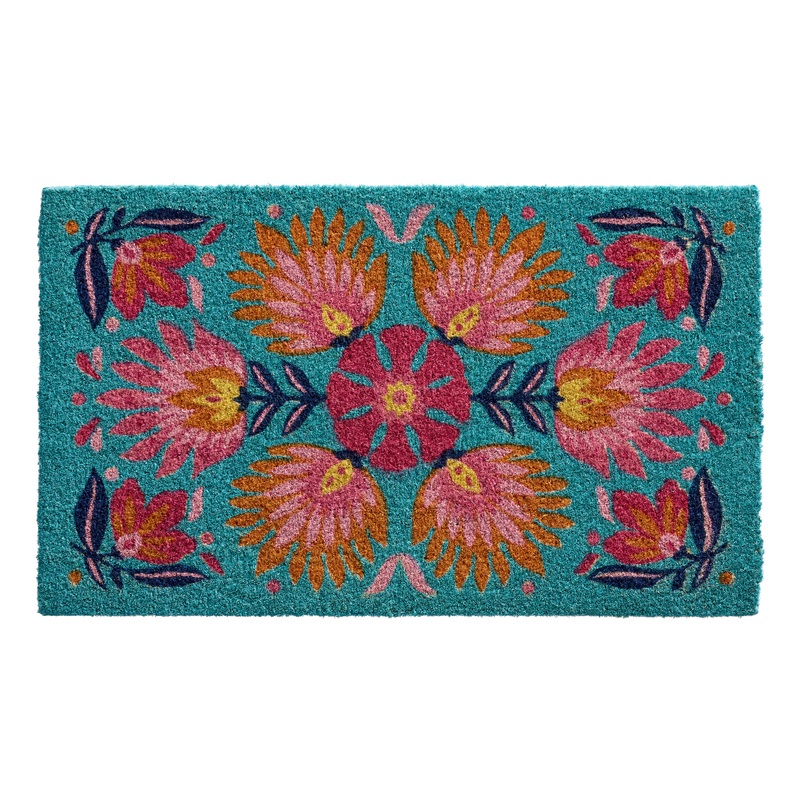 Burst Multicolor Floral Coir Doormat