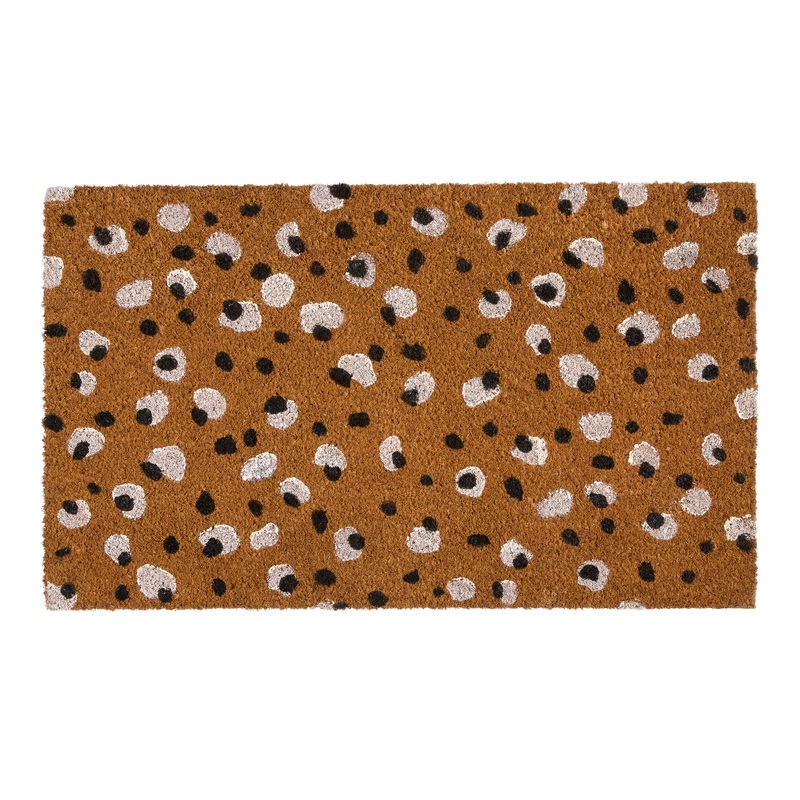 Camel and Black Leopard Spots Coir Doormat