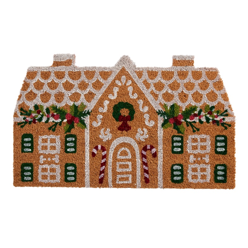 Holiday Gingerbread House Coir Doormat