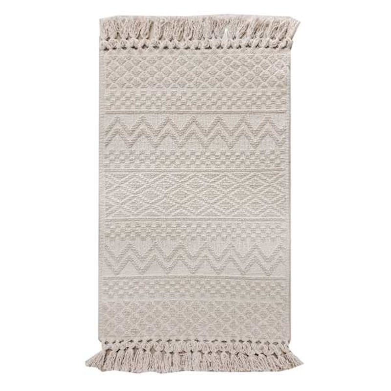 Ivory Woven with Fringe Bath Rug, 20×32