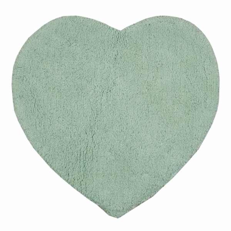 Mint Green Cut Pile Heart Bath Rug, 24″