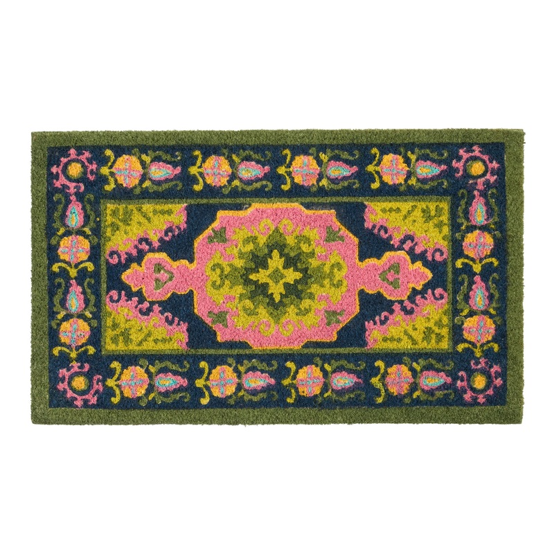 Multicolor Floral Traditional Style Coir Doormat