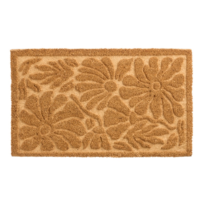 Natural Embossed Floral Coir Doormat