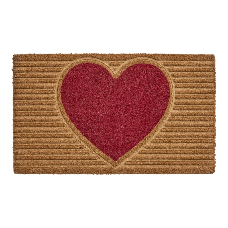 Natural Embossed Heart Coir Doormat