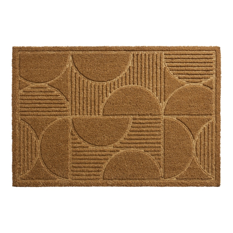 Natural Modern Geo Carved Coir Doormat