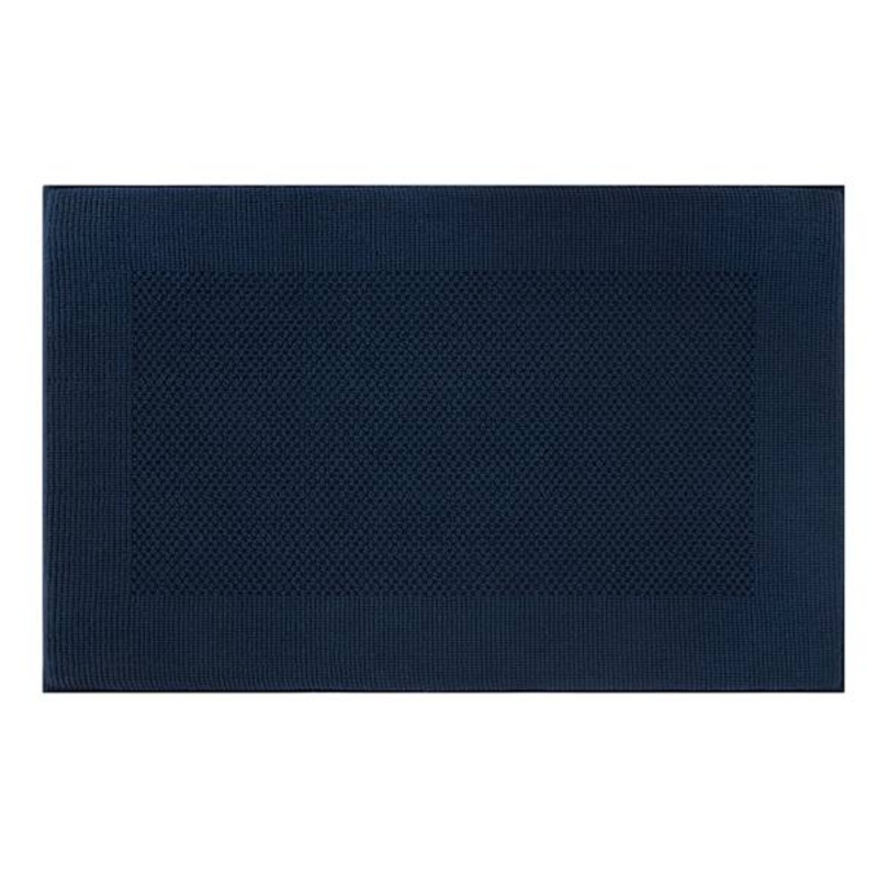 Navy Blue Waffle Border Memory Foam Bath Rug, 20×30