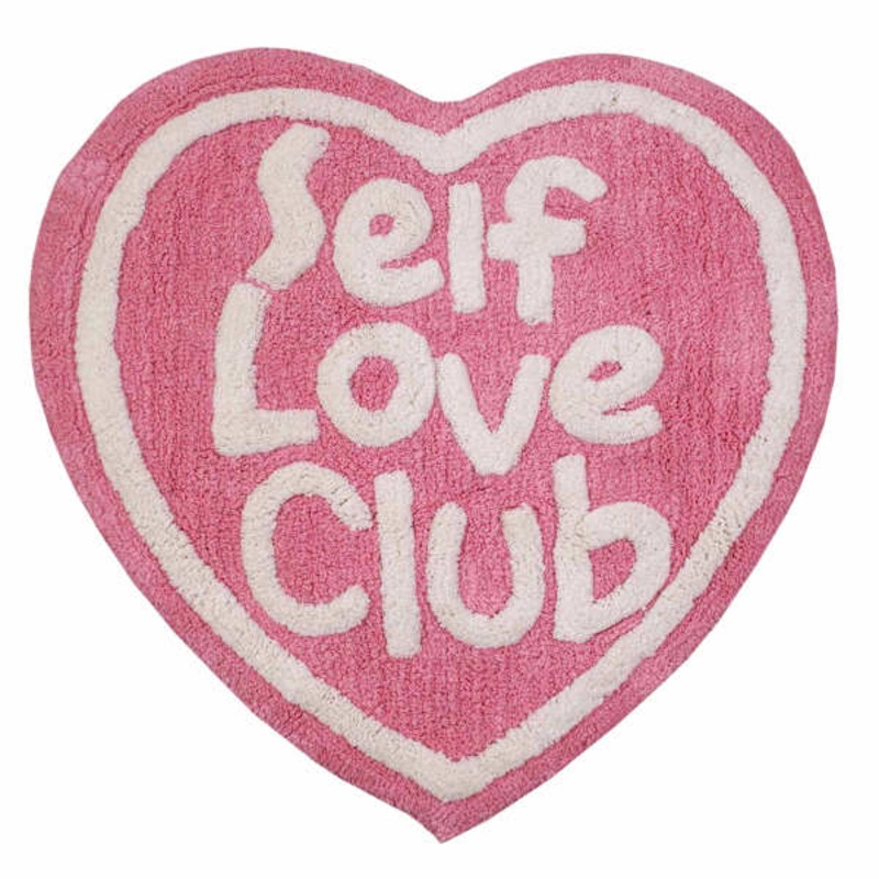 Pink Heart Self Love Club Tufted Bath Rug, 24″