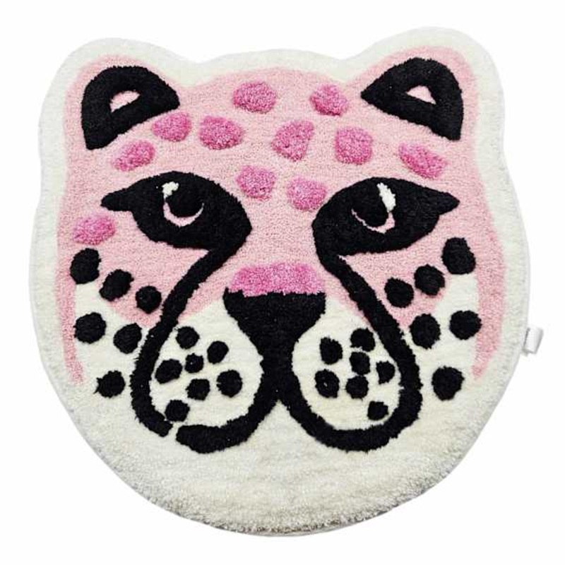 Pink Leopard Face Shaped Bath Rug, 26″