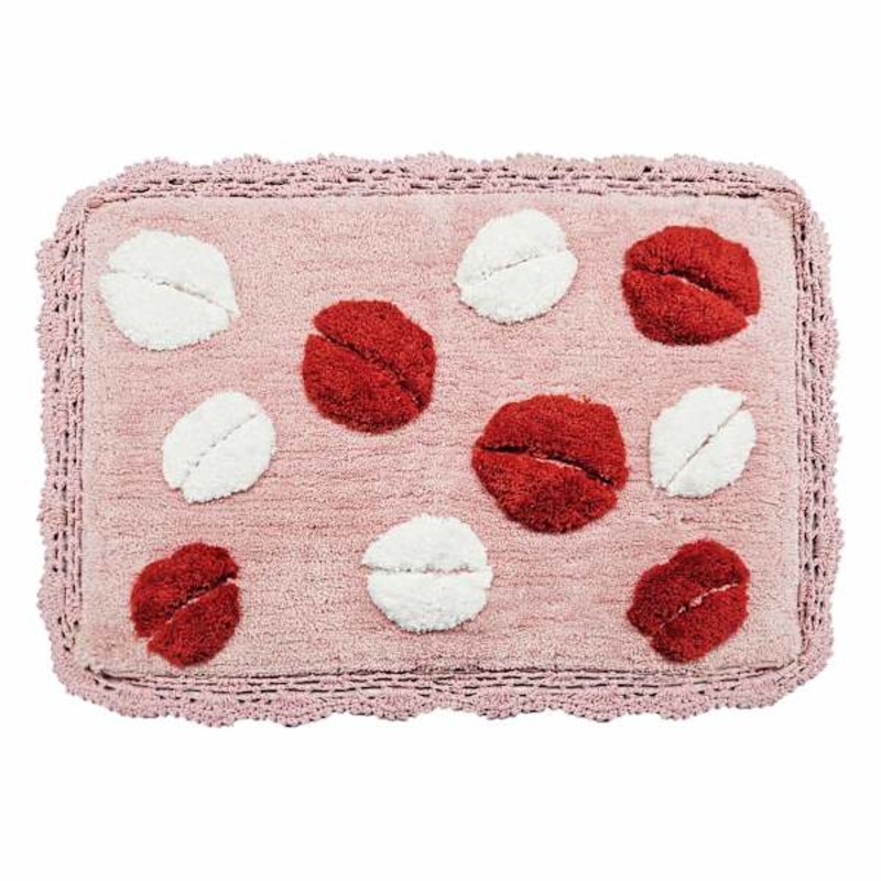 Pink Lips Patterned Single Bath Rug, 20×30