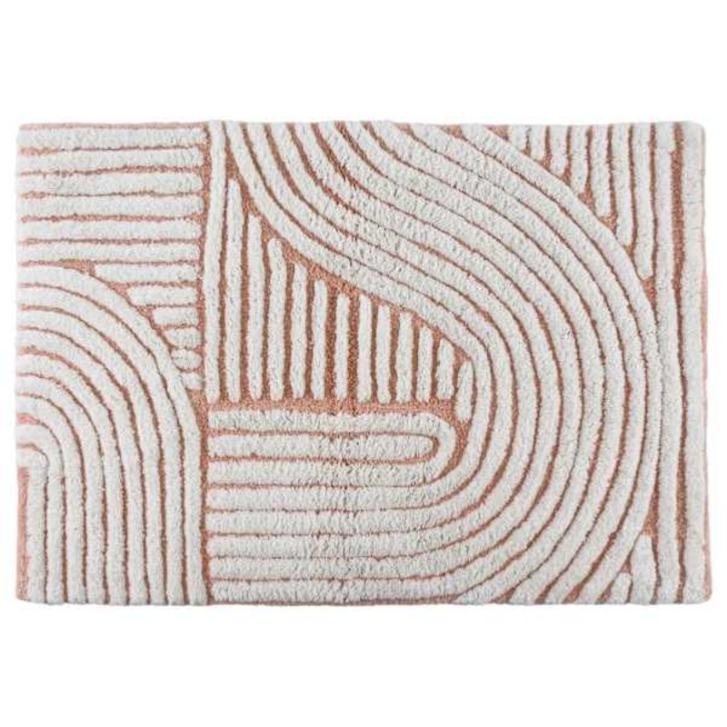 Pink Tufted Swirl Cotton Bath Rug, 20×30