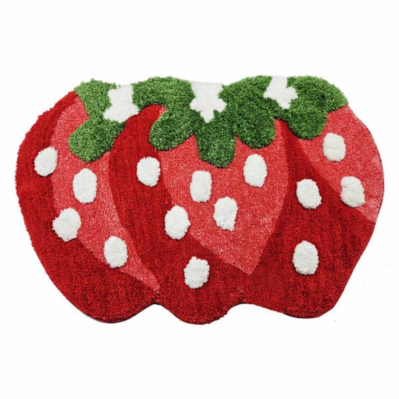 Red Stawberries Trio Shaped Bath Rug, 20×30