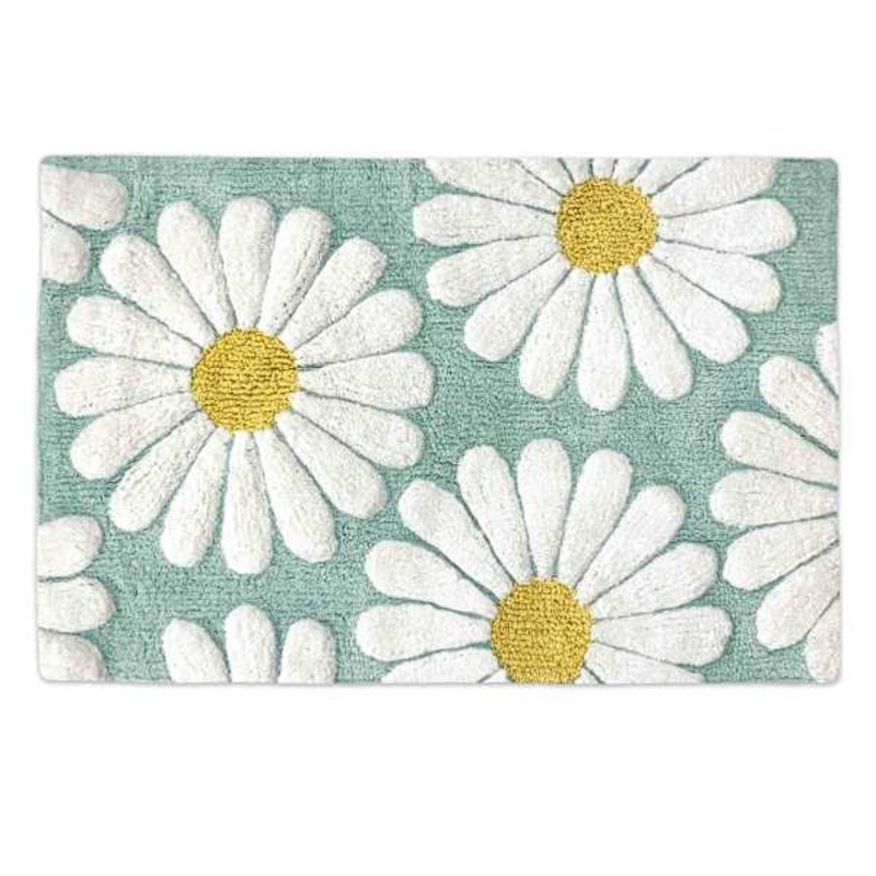 Turquoise Daisy Tufted Bath Rug, 20×30