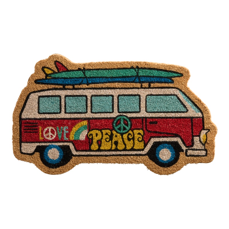 Vintage Style Camper Van Shaped Coir Doormat