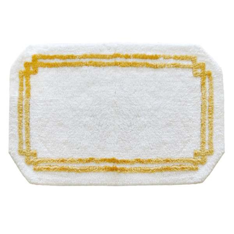 White & Gold Hotel Border Bath Rug, 20×32