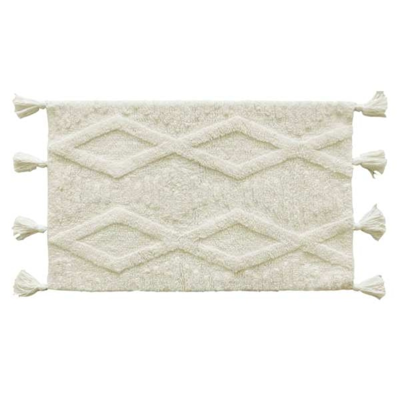 White Moroccan Flatweave Bath Mat, 20×32