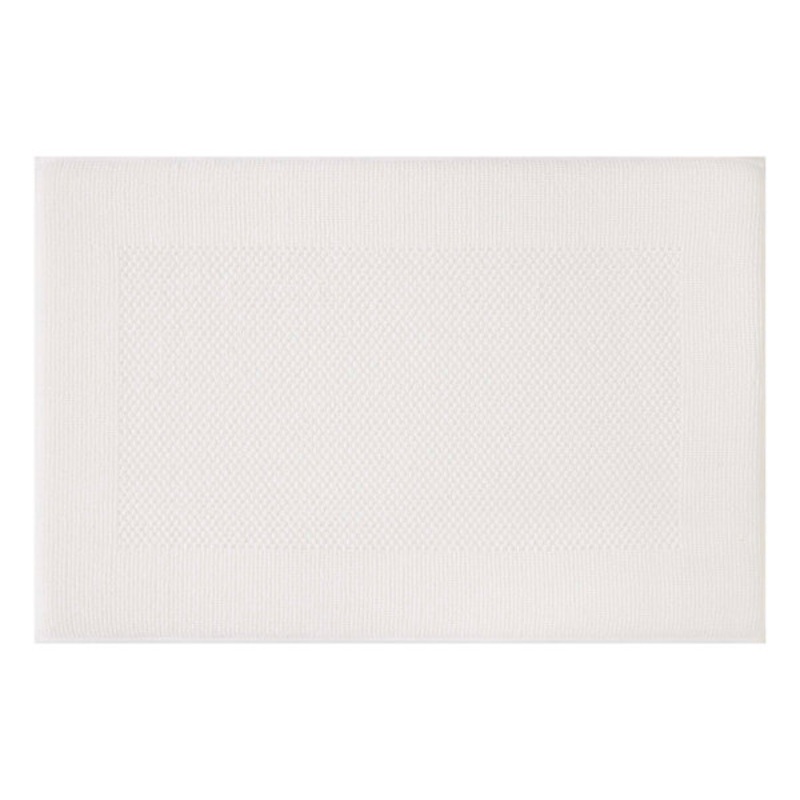 White Waffle Border Memory Foam Cotton Bath Rug, 20×30