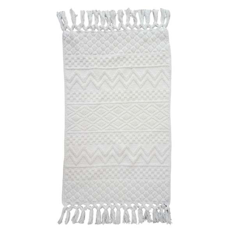 White Woven Fringe Bath Rug, 20×32
