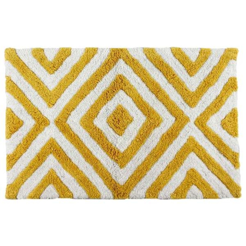 Yellow Diamond Tufted Bath Rug, 20×30
