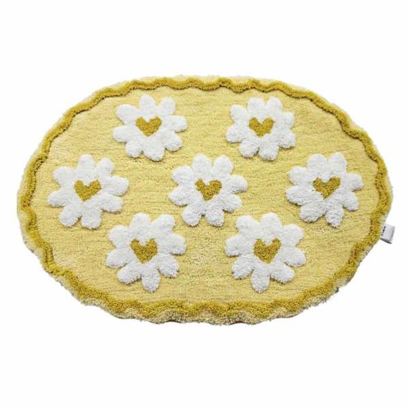 Yellow Heart Daisies Patterned Bath Rug, 20×30