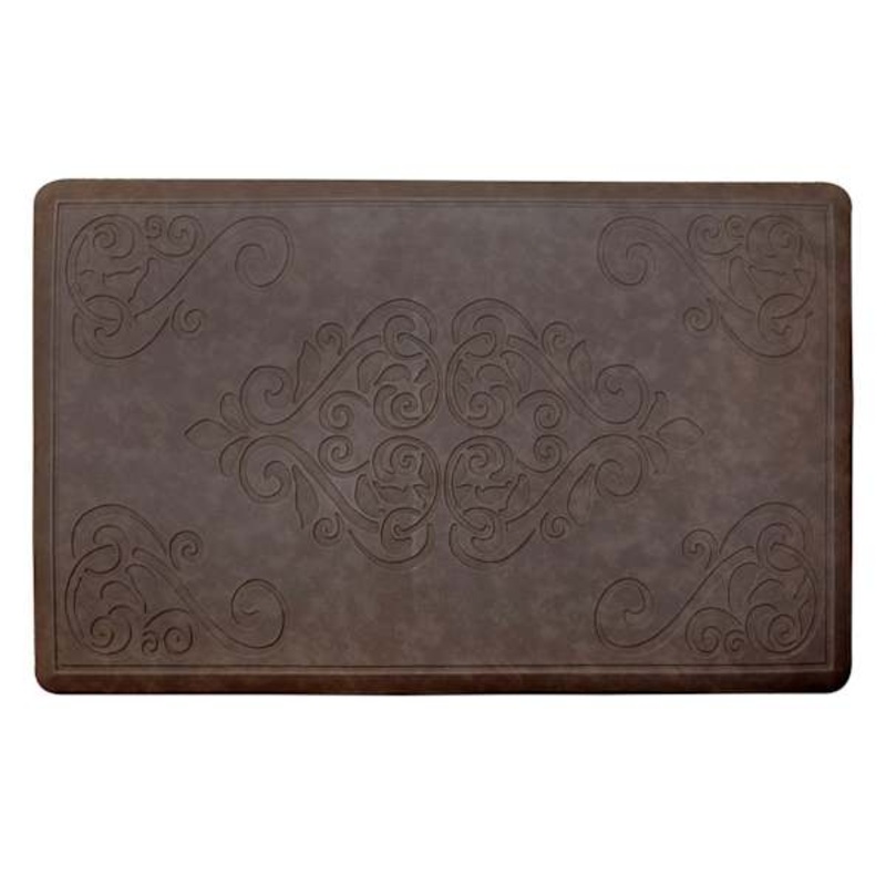 Brown Embossed Scroll Kitchen Mat, 24×36