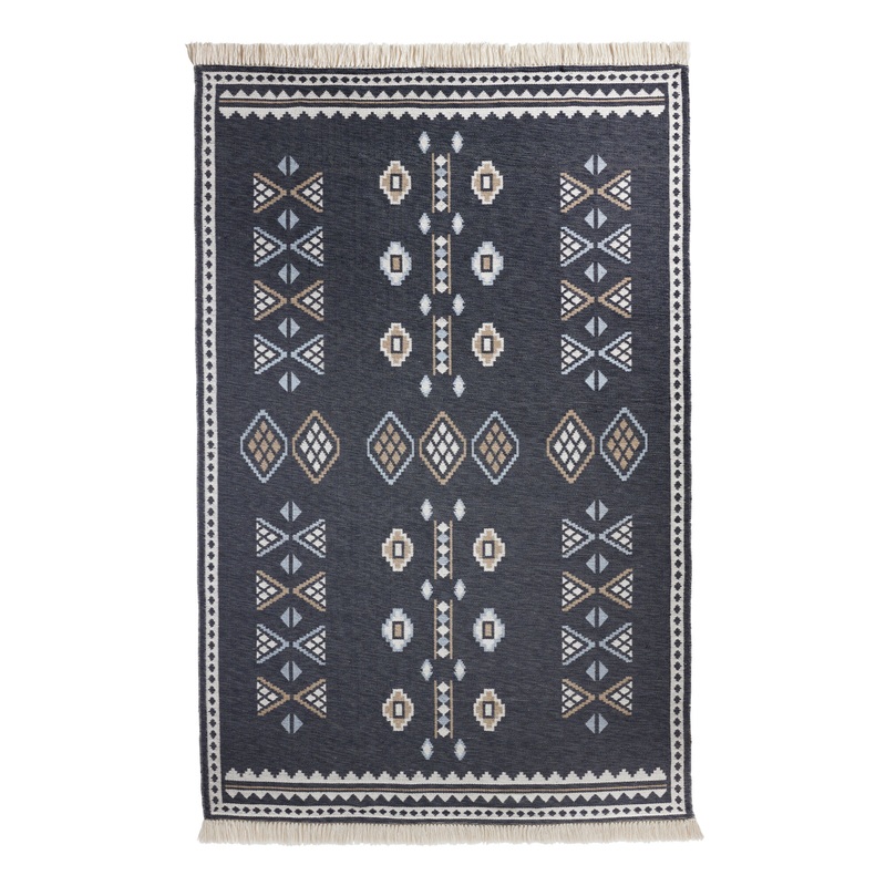 Cooper Blue and Ivory Kilim Indoor Outdoor Rug