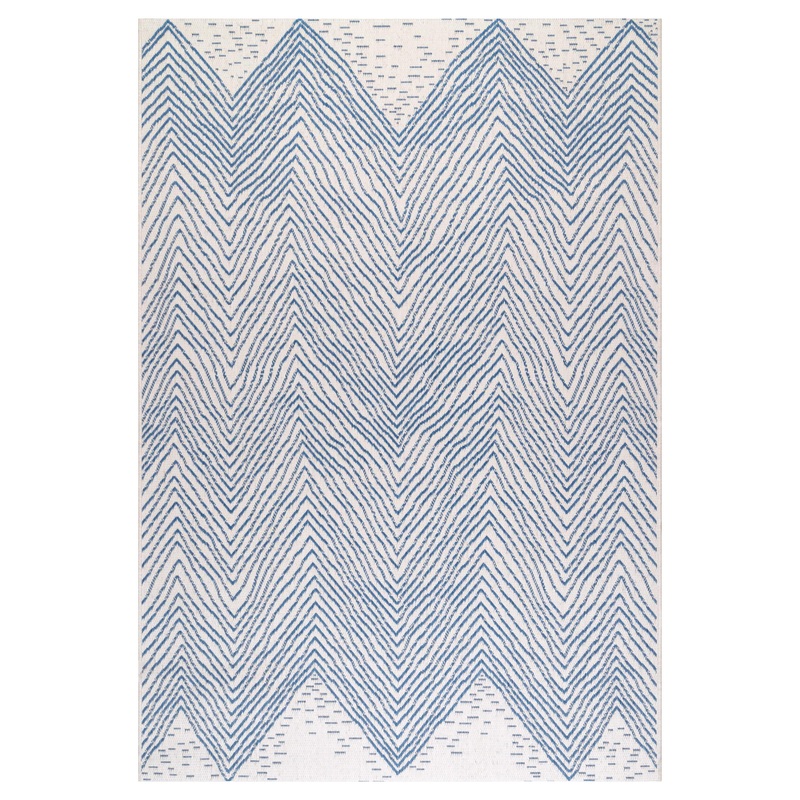 Destin Blue And White Chevron Indoor Outdoor Rug