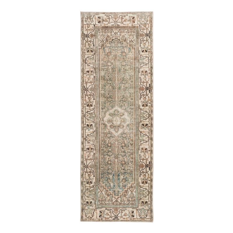 Fir Sage Green and Blue Persian Style Floor Runner