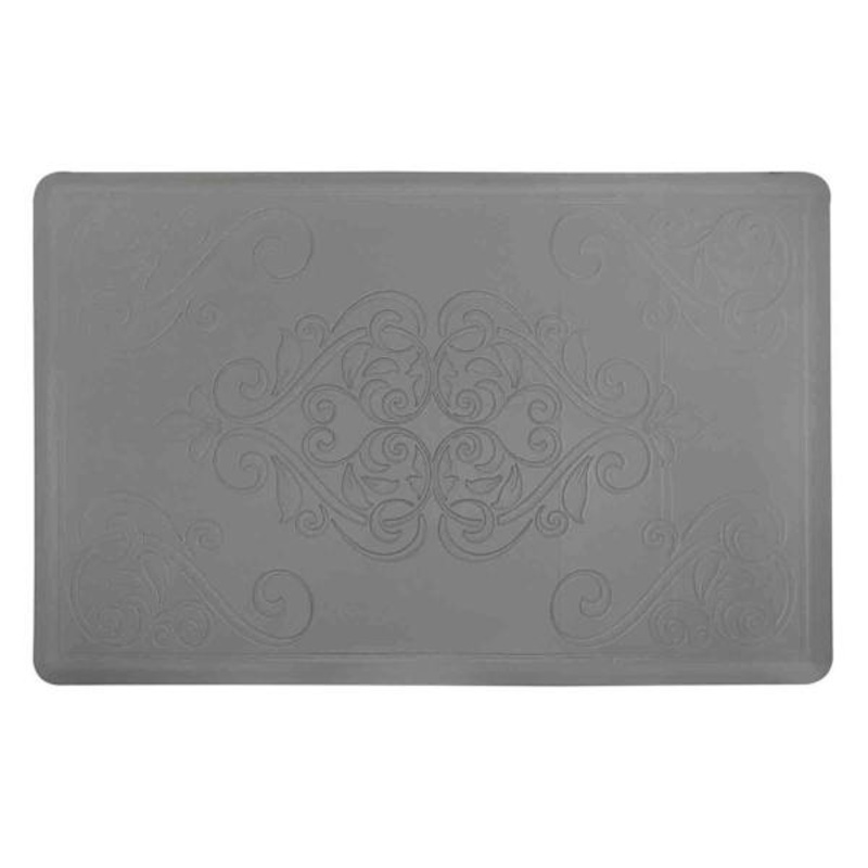 Grey Embossed Medallion Kitchen Mat, 24×36