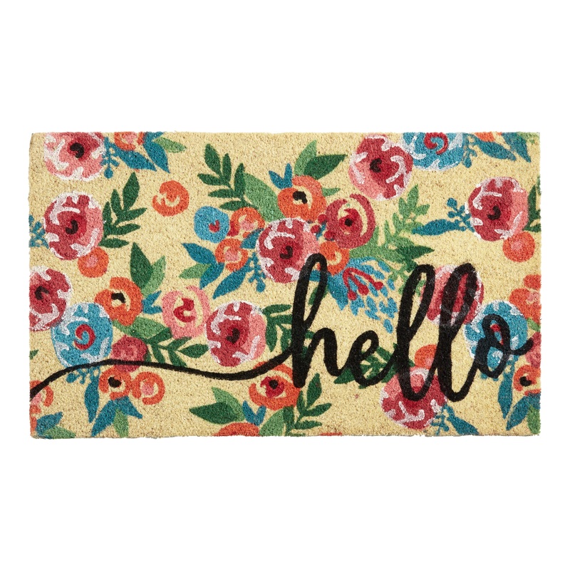 Hello Floral Coir Doormat