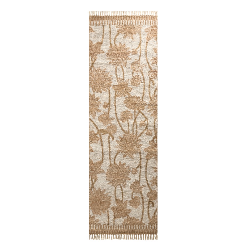 Irene Cream and Brown Floral Indoor Outdoor Floor Runner