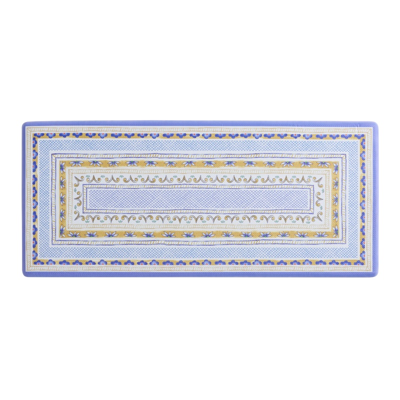 Large Blue and Yellow Floral Nonslip Kitchen Floor Mat