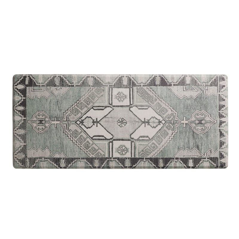 Large Sage Green Persian Style Nonslip Kitchen Floor Mat