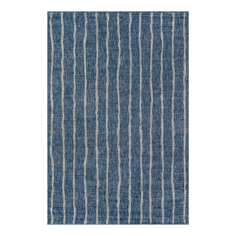 Parker Blue And Ivory Stripe Indoor Outdoor Rug