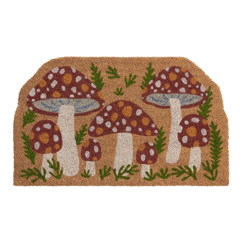 Red and Ivory Toadstool Mushrooms Coir Doormat