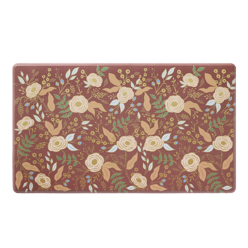 Rifle Paper Co. Merlot Red Floral Nonslip Kitchen Floor Mat