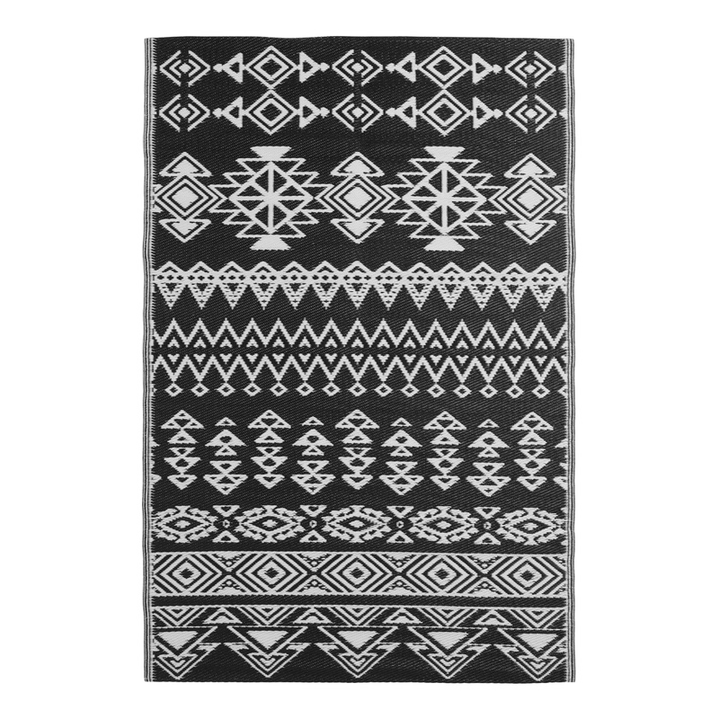 Rio Black Moroccan Style Reversible Indoor Outdoor Floor Mat