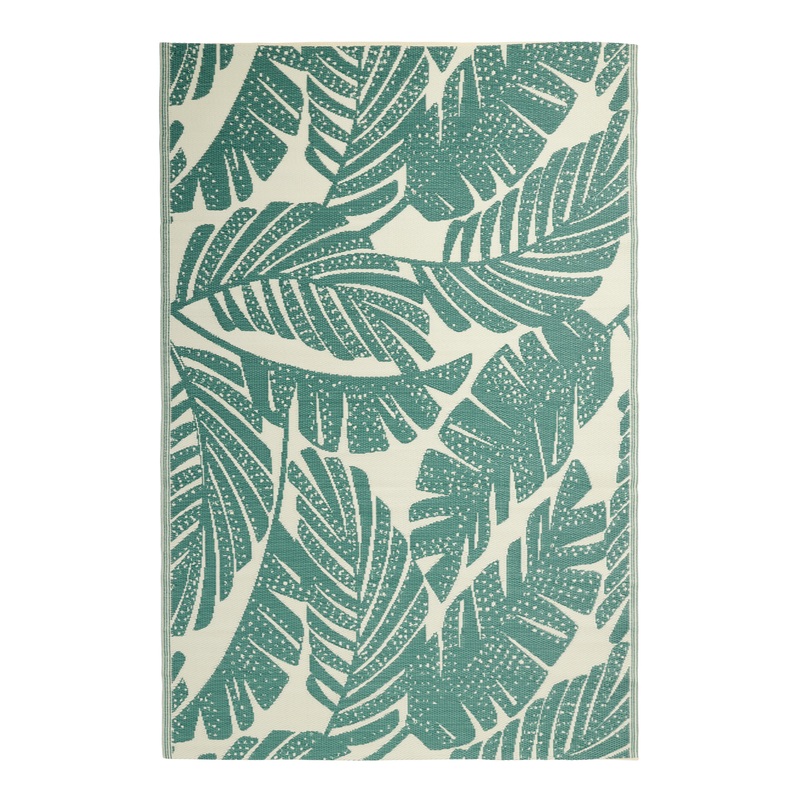 Rio Green Palm Leaves Reversible Indoor Outdoor Floor Mat