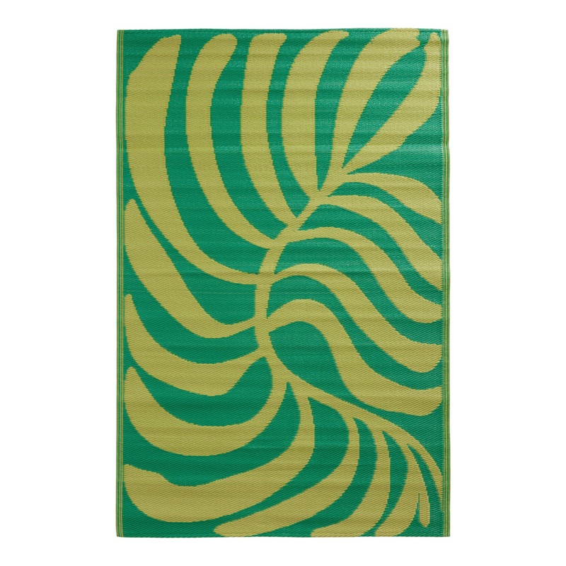 Rio Two Tone Green Leaf Reversible Indoor Outdoor Floor Mat