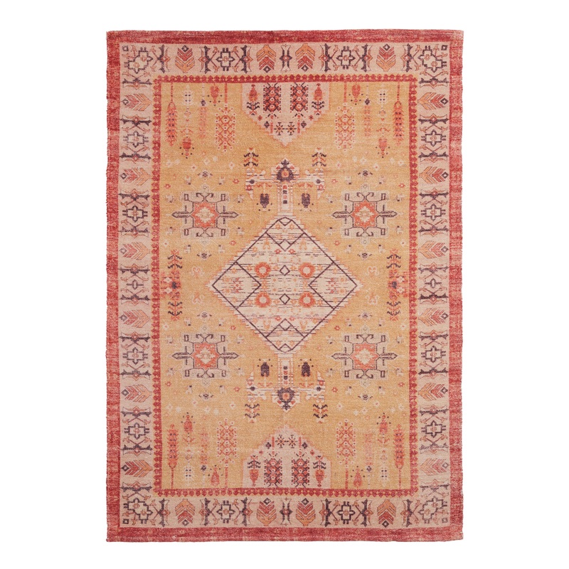 Taos Rust and Golden Yellow Cotton Washable Area Rug