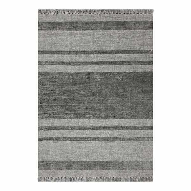 (A483) Albion Grey Striped Woven Area Rug, 5×7