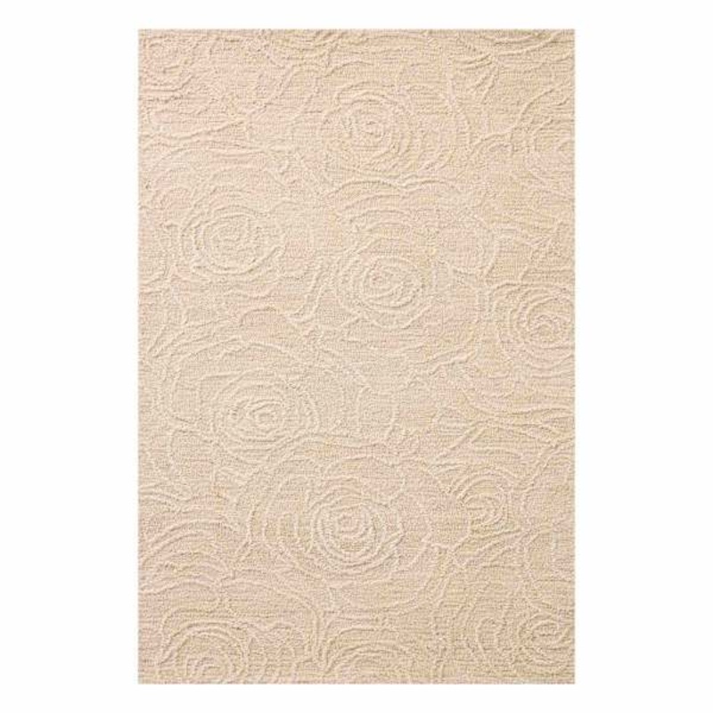 (A531) Rosey Neutral Tufted Area Rug, 5×7