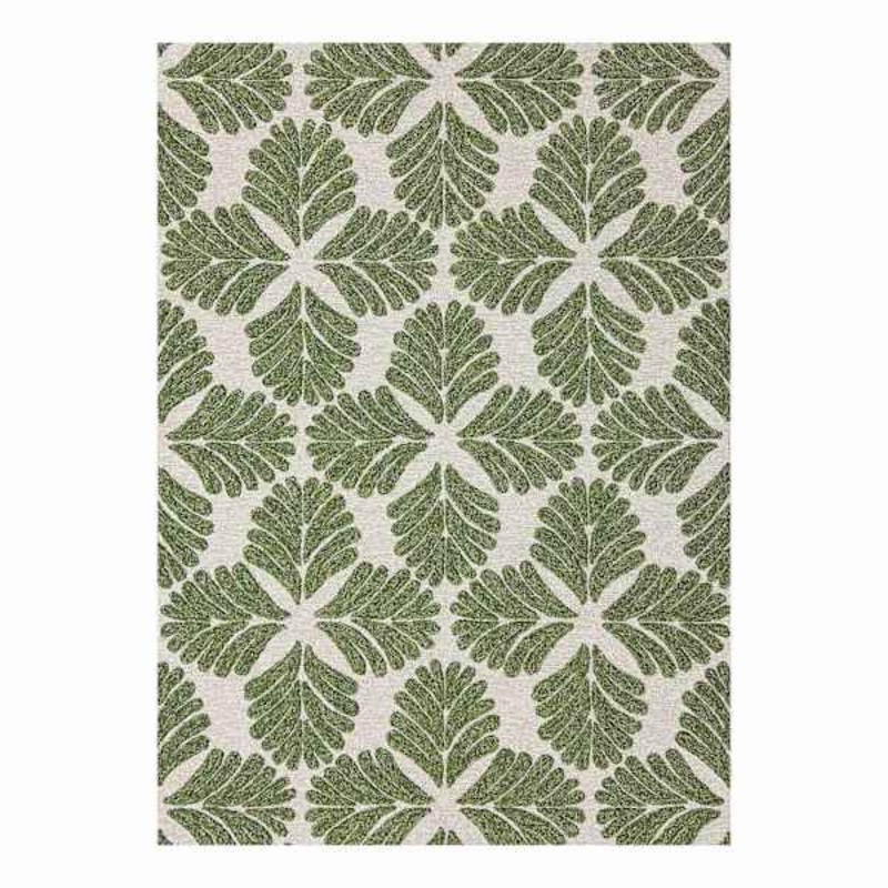 (A535) Found & Fable Green Botanical Hook Area Rug, 5×7