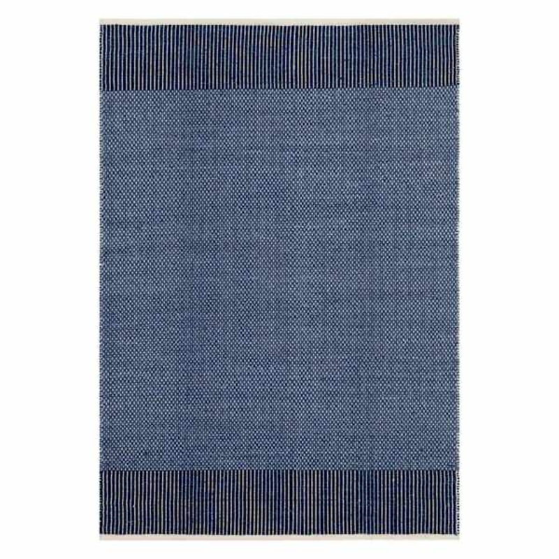 (B623) Amena Dark Sapphire Wool & Cotton Blend Area Rug, 5×7
