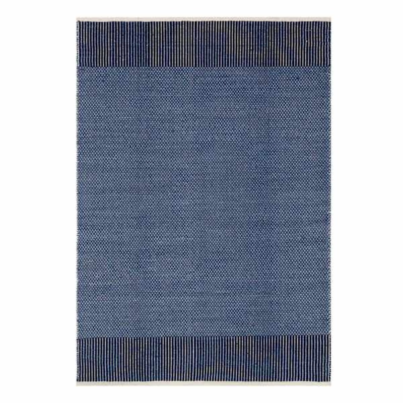 (B623) Amena Dark Sapphire Wool & Cotton Blend Area Rug, 8×10