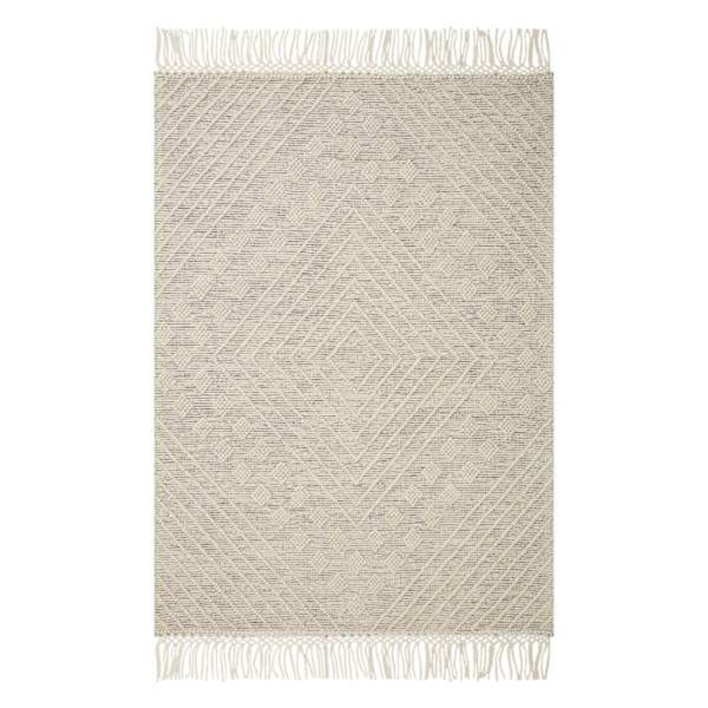 (B776) Reese Ivory Diamond Design Fringe Area Rug, 8×10
